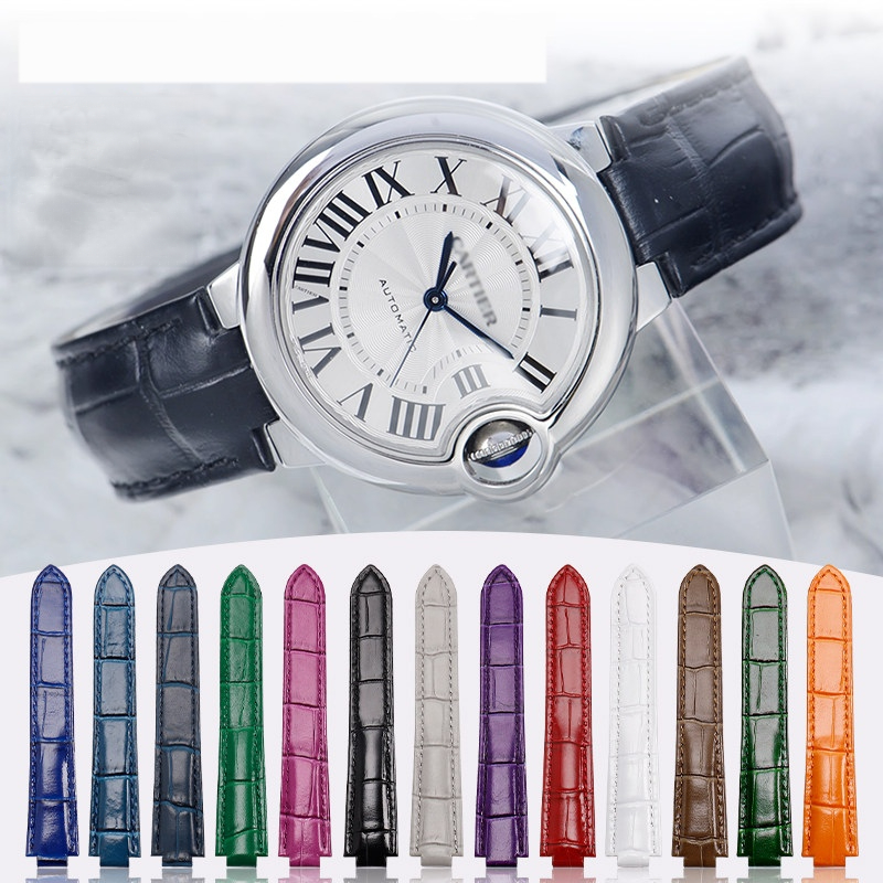 Cartier Watch Ballon Bleu - حزام ساعة من جلد العجل الناعم