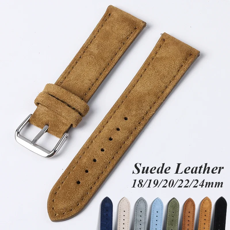 Suede Strap Watch - الجلد المدبوغ جلد طبيعي حزام الساعات
