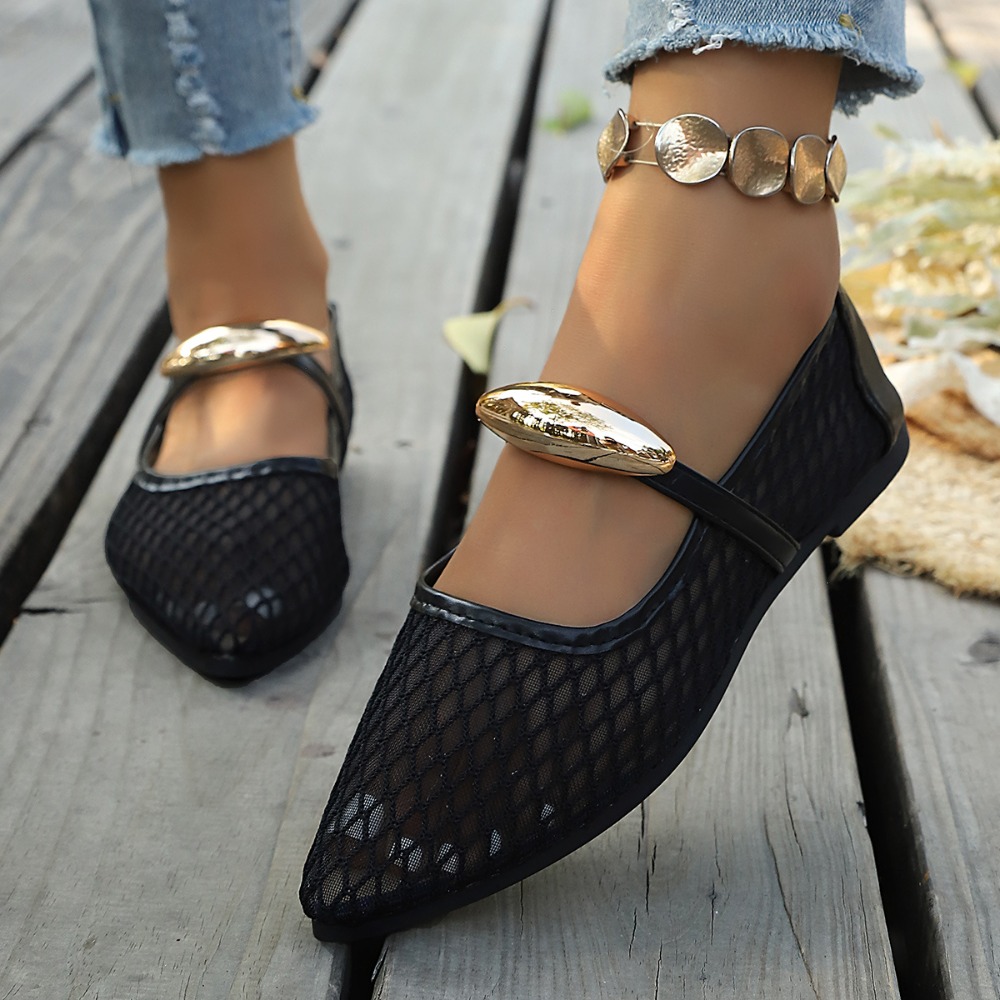 أحذية نسائية مسطحة من الشبك بت - مراجعة Mesh Strap Metal وسعره