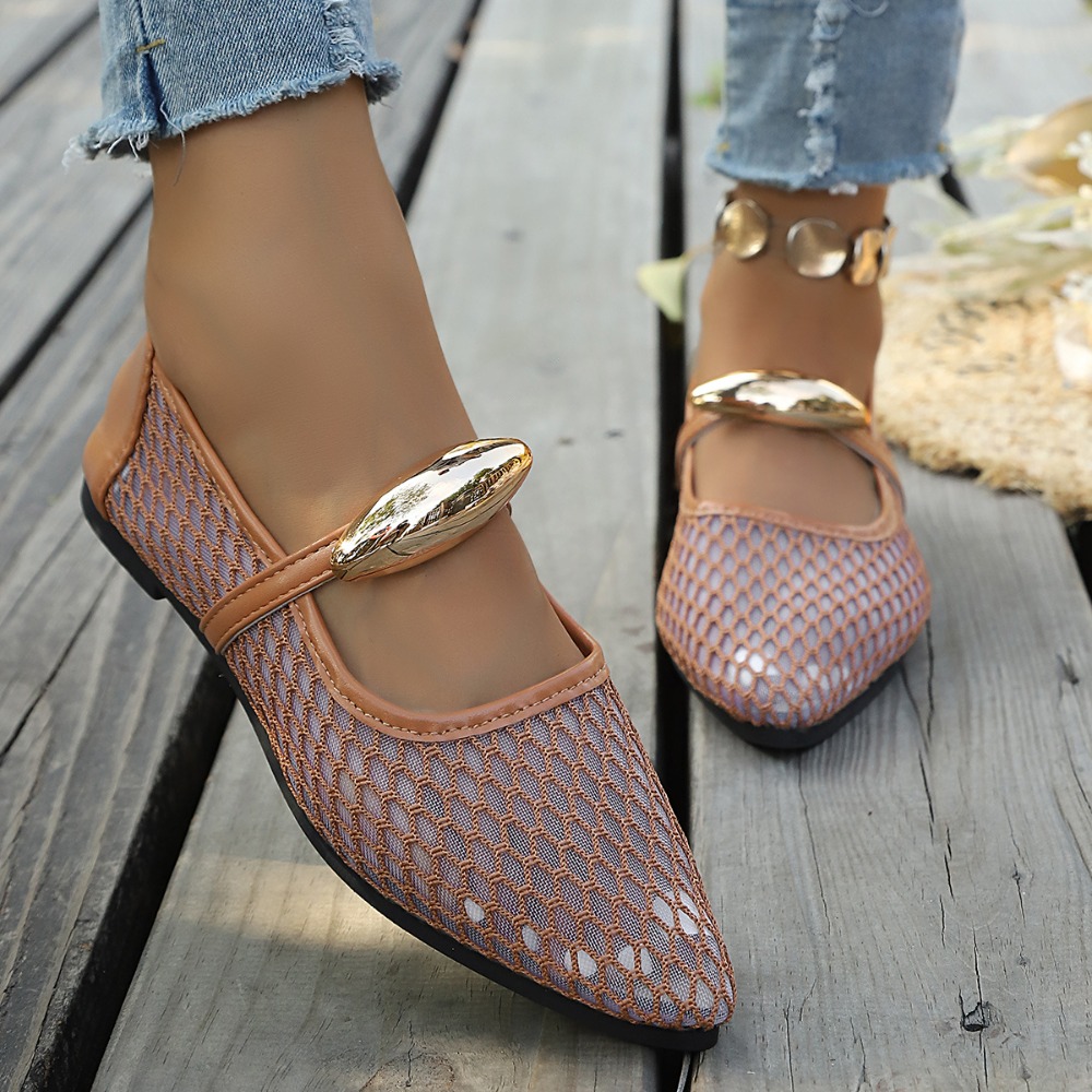 أحذية نسائية مسطحة من الشبك بت - مراجعة Mesh Strap Metal وسعره